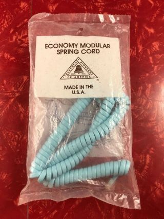 Telephone Handset Spring Cord Mid Length Lt Blue Vintage Nos In Package Pioneers