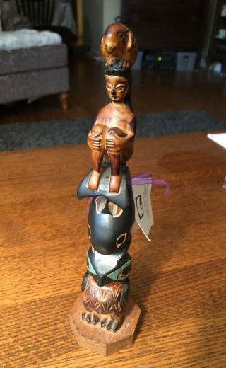Signed Ray Moore Hand - Carved Totem Pole Seawoman Alaska Black Diamond