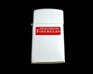 Vintage 1961 Zippo Slim Cigarette Lighter Owens Corning Fiberglas Fiberglass