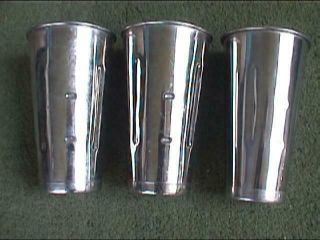 Set Of 3 Vintage Stainless Steel Malted Milk Shop Shake Mixer Fountain Cups