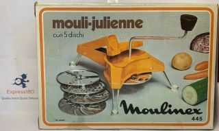 (aw3) Vguc Vintage Mouli - Julienne Moulinex 445 Grater W/5 Discs France Complete