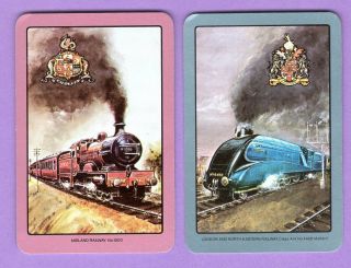 2 Single Swap Playing Cards Old Trains London North Eastern Midland Railway Art