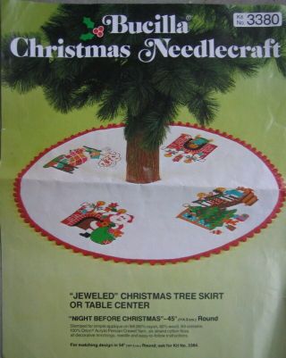 Bucilla Needlecraft Kit Night Before Christmas Jeweled Tree Skirt/table