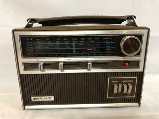 Vintage Portable Midland Transistor Radio Am/fm Weather Band Brown Case 70 
