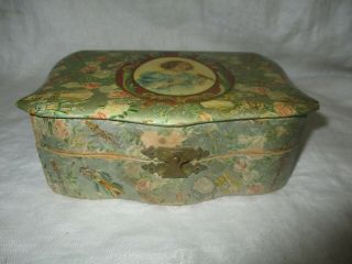 . Antique Victorian Celluloid Dresser Vanity Jewelry Box W/ Girl Child