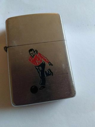 Zippo Lighter Chrome Bowling Man On Front
