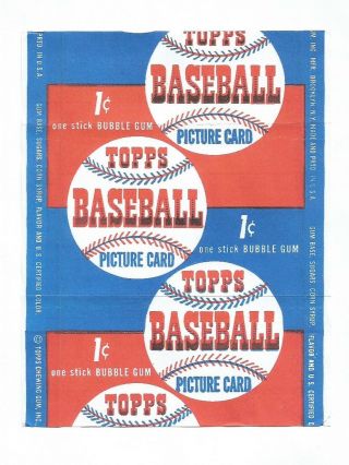1952 Topps Baseball " High Numbers " Wrapper - 1 Cent - Blue & Red (reprint)
