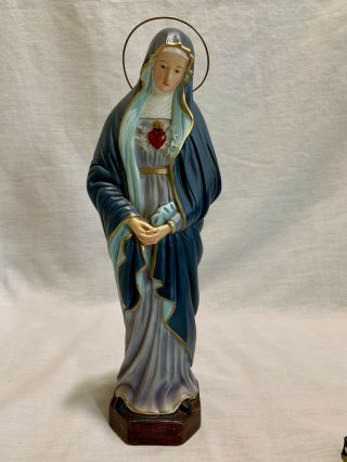 Our Lady Of Sorrows With Brass Halo Statue - 12 1/2” Tall