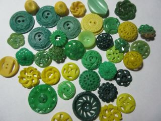 Vintage Plastic Fancy Buttons,  50 