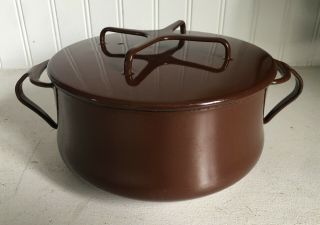 Mid Century Dansk Kobenstyle 8 " Covered Cast Enamel Cookware Pot Pan W/lid Brown