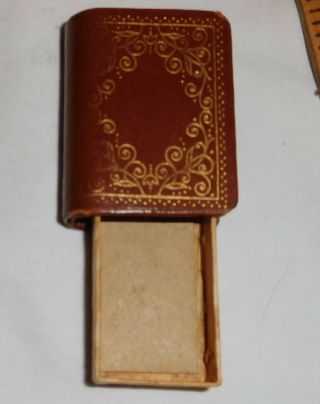 Vintage Book Shaped Empty Match Stick Box Holder Brown Color