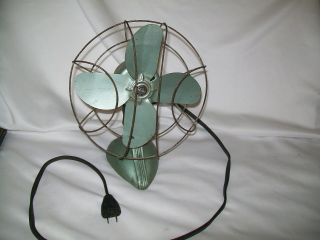 Antique Challenge Brand Electric Oscillating Fan Vintage Green Color