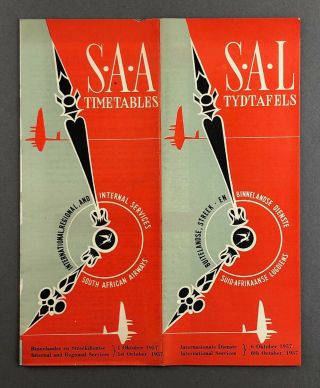 South African Airways Saa Airline Timetable October 1957 Sal Route Map
