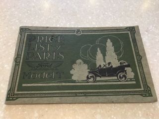 Vintage 1915 The Model T Ford Car Price List Of Parts