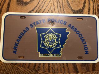 Vintage Plastic 1970’s Arkansas State Police Association Trooper License Plate