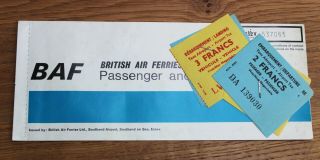 1968 Boarding Pass Plane Ticket British Air Ferries Airline Baf Ferry Southend