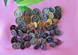 40,  COLLECTABLE vintage METAL buttons AUSTRIAN TINIES cut steel and more (66) 2