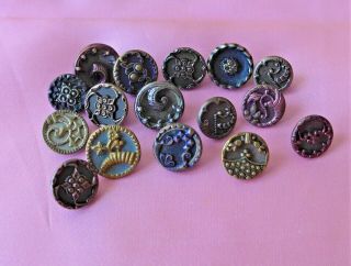 40,  COLLECTABLE vintage METAL buttons AUSTRIAN TINIES cut steel and more (66) 4