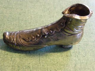 Vintage To Antique Metal Boot Match Holder,  Toothpick Holder,  Pin Cushion