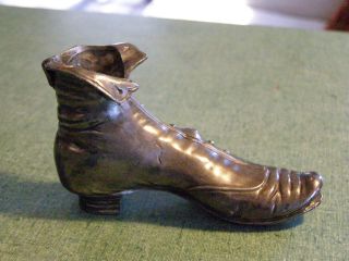 Vintage to Antique Metal Boot Match Holder,  toothpick holder,  pin cushion 2