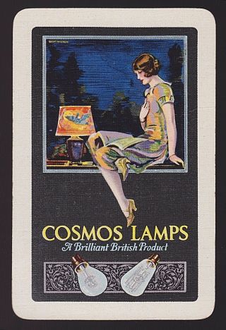 1 Single Vintage Swap/playing Card Adv Cosmos Lamps Flapper Lady