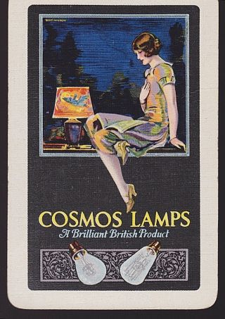 1 Single VINTAGE Swap/Playing Card ADV COSMOS LAMPS FLAPPER LADY 2