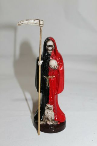 801 Statue Santa Muerte Bicolor Red / Black 6 " Holy Death Duality Amor Proteccio