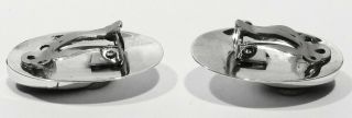 Big Vintage Signed Navajo 925 Sterling Silver Black Onyx Oval Clip - on Earrings 5