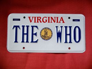Virginia Vanity License Plate The Who Classic British Rock Band Who 