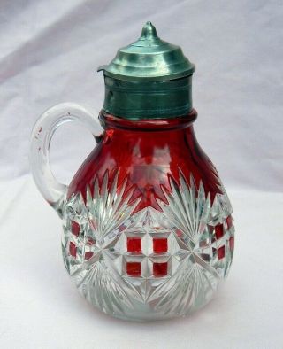 Mckee Majestic Syrup Pitcher 1893 Ruby Stained Eapg Glass