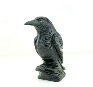 Crow Natural Stone Hand Carved 4 " Bird Figurine 21