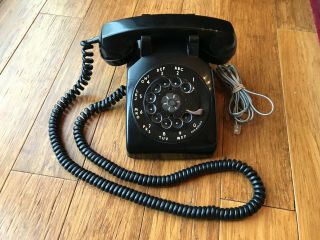 Vintage 1953 Black Western Electric Desk Top Rotary Dial Telephone