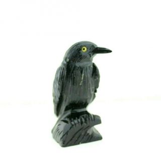 Crow Natural Stone Hand Carved 4 " Bird Figurine 15