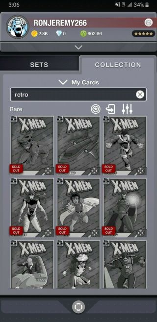 [digital] Topps Marvel Collect X - Men Retro 3rd Printing Full Set W/both Awards