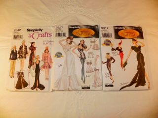 Simplicity Sewing Patterns 9527 - 9317 - 9049 Couturier Fashion 15 1/2 " Doll