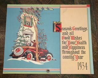 Vintage 1934 Chevrolet Dealer Us Royal Tires Advertising Calendar Condon Oregon