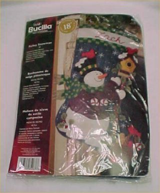 Bucilla Plaid Snowman With Birds Felt Christmas Stocking Kit 85267