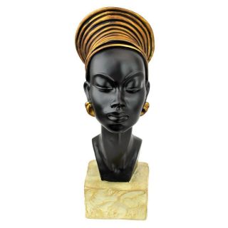 African American Woman Black Female Queen Head Bust Sculpture Table Art Decor