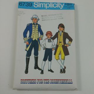 Simplicity 6739 Vintage Founding Fathers Costume Bicentennial Boys Size 14