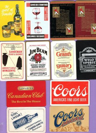 12 Single Swap Playing Cards Liquor & Beer Ads Alcoholic Beverages Some Vintage