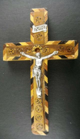 Old Jerusalem Palestine Olive Wood Crucifix Cross 4 1/4 " Blessed At Calvary