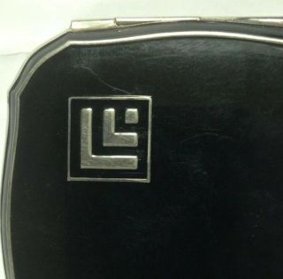 Gorgeous Vintage Art Deco Black Enameled Lucien LeLong Face Powder Compact 2