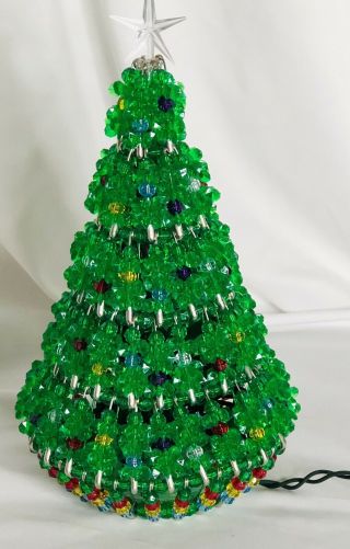 Vintage Hand Made Safety Pins And Beads Christmas Tree 12 In
