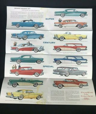 Vtg 1957 Buick Car Dealer Mail Advertising Brochure Fold Out Poster