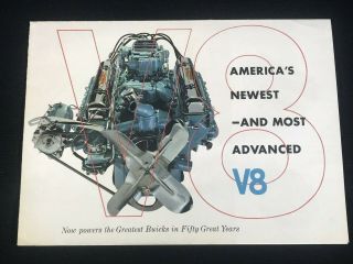 Vtg 1953 Buick V8 Engine Car Dealer Advertising Sales Brochure Fold Out Poster
