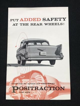 Vtg 1957 Chevrolet Chevy Positraction Car Dealer Advertising Sales Brochure