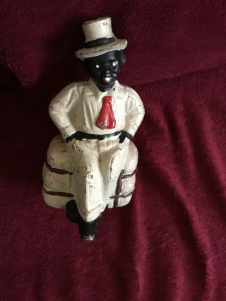 Americana Black Man Red Tie And Top Hat Cast Iron Coin Bank