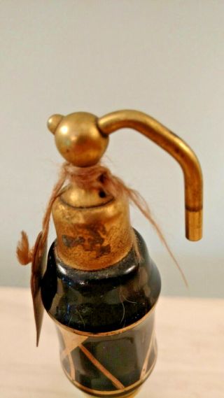 8409 DeVilbiss Vintage Perfume bottle Glass Amber bottom dark top w gold trim 4