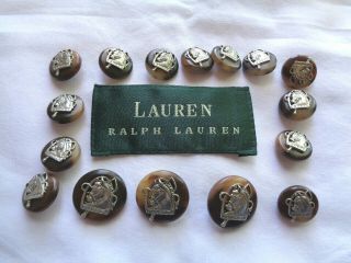 16 Replacement Ralph Lauren Horse Head Buttons Turquoise Shell Silver