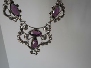 Gothic Witchy style sterling silver 925 stamp Amethyst necklace earring set 2